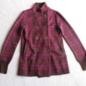 Searle Pink & Brown Sweater 8 Button Jacket Large